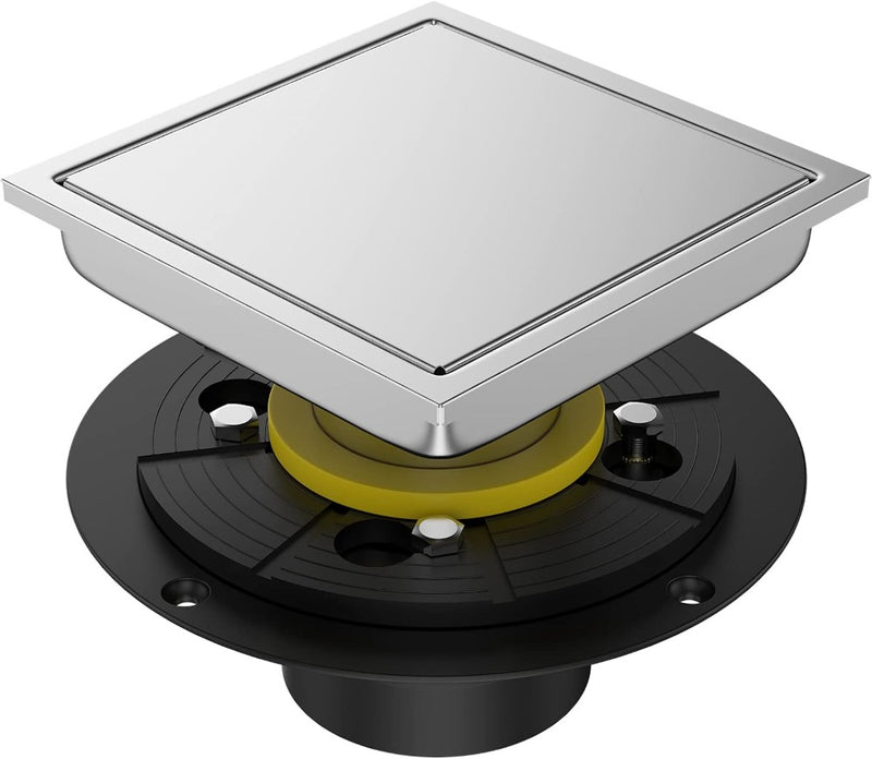 Bostingner Square Invisible Shower Floor Drain Detachable Bathroom Floor Drain Flange 4Inch/6Inch - bostingner