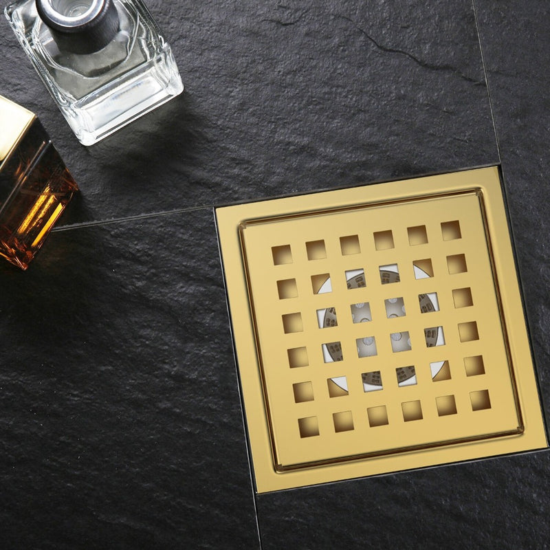Bostingner 6 Inch Square Shower Drain with Flange,Quadrato Pattern Grate Removable - bostingner