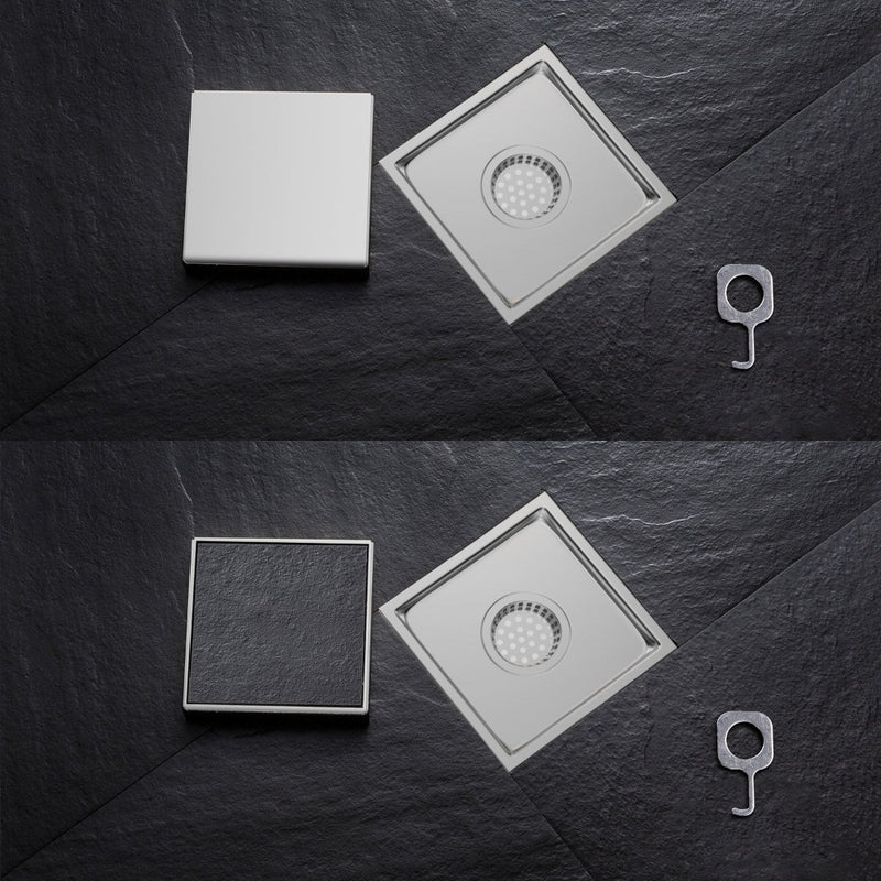 Bostingner 6 Inch Square Invisible Shower Floor Drain Detachable Bathroom Floor Drain Flange - bostingner