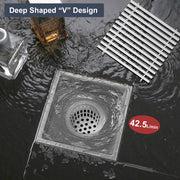 Bostingner 6 Inch Square Shower Drain with Flange,Quadrato Pattern Grate Removable Stainless Steel - bostingner