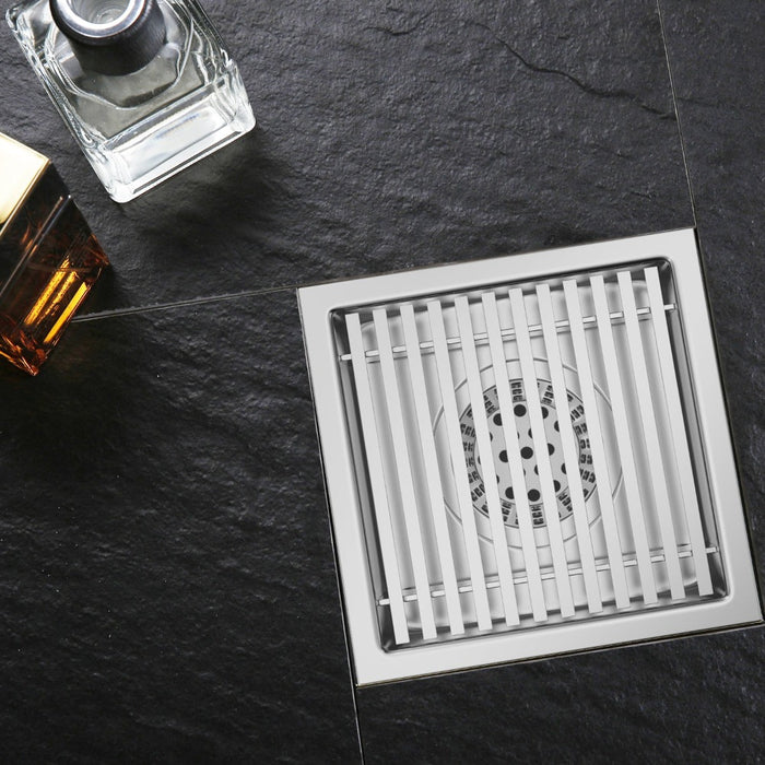 thumbnail image 2 of Smart-us Square Shower Floor Drain With Quadrato Pattern Grate – Stainless Steel, Removable 2 of 6