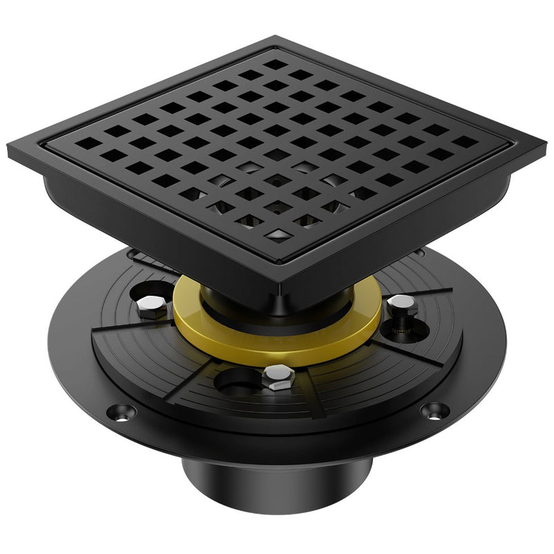 Bostingner 6 Inch Square Shower Drain with Flange,Quadrato Pattern Grate Removable - bostingner