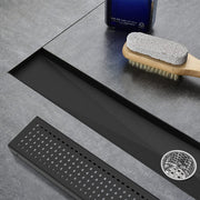Bostingner Rectangle Linear Shower Drain with Flange 24Inch/32Inch Matte Black Grid - bostingner