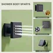 Bostingner Brass Shower Body Sprays Massage Spa Side Jets Wall Mounted Shower Set Black - bostingner