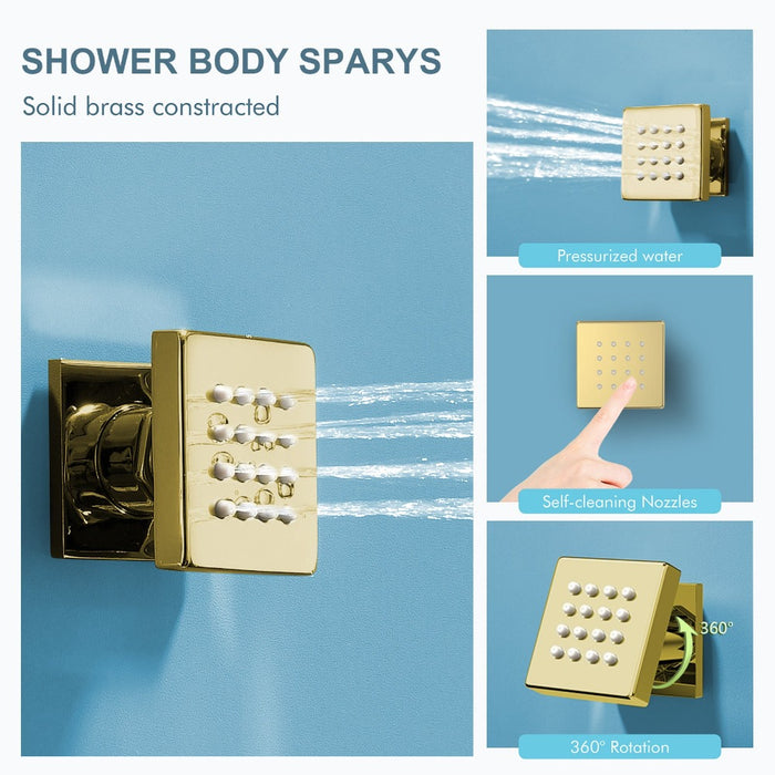 Bostingner Stainless Steel Shower Body Sprays Massage Spa Side Jets Wall Mounted Brushed Gold - bostingner