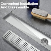 Bostingner Rectangle Linear Shower Drain with Flange 24Inch/32Inch Brushed Nickel Grid - bostingner