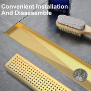 Bostingner Rectangle Linear Shower Drain with Flange 24inch Brushed Gold Grid - bostingner