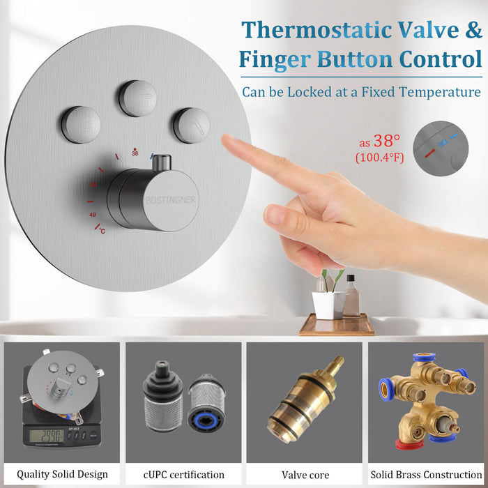 Bostingner Thermostatic Shower Valve Round - bostingner