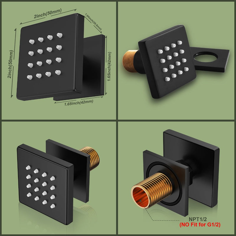 Bostingner Brass Shower Body Sprays Massage Spa Side Jets Wall Mounted Shower Set Black - bostingner
