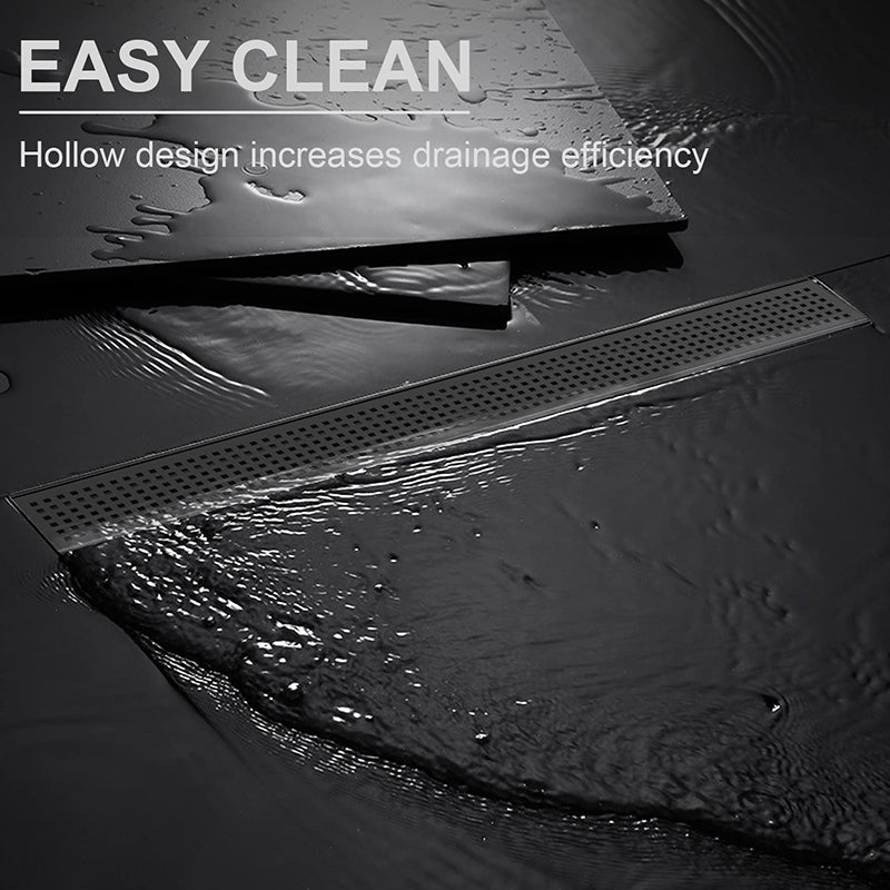 Bostingner Rectangle Linear Shower Drain with Flange 24Inch/32Inch Matte Black Grid - bostingner