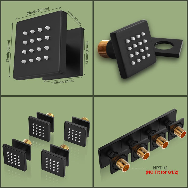 Bostingner Brass Shower Body Sprays Massage Spa Side Jets Wall Mounted Shower Set Black - bostingner