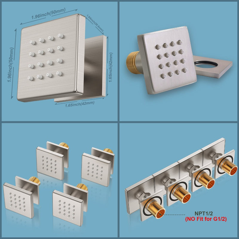 Bostingner Brass Shower Body Sprays Massage Spa Side Jets Wall Mounted Shower Set Brushed - bostingner