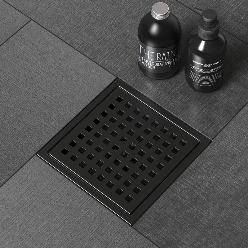 Bostingner Square Shower Drain with Flange,Quadrato Pattern Grate Removable 4Inch/6Inch - bostingner