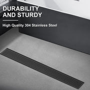Bostingner Rectangle Linear Shower Drain with Flange 24Inch/32Inch Matte Black Grid - bostingner