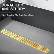 Bostingner Rectangle Linear Shower Drain with Flange 24inch Brushed Gold Grid - bostingner