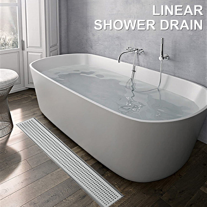 Bostingner Rectangle Linear Shower Drain with Flange 24Inch/32Inch Bru
