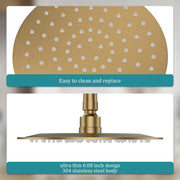Bostingner Shower Faucet Set 8 Inch Round Shower Head With Valve Brushed Gold - bostingner