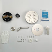 Bostingner Shower Faucet Set 8 Inch Round Shower Head With Valve Brushed Nickel - bostingner