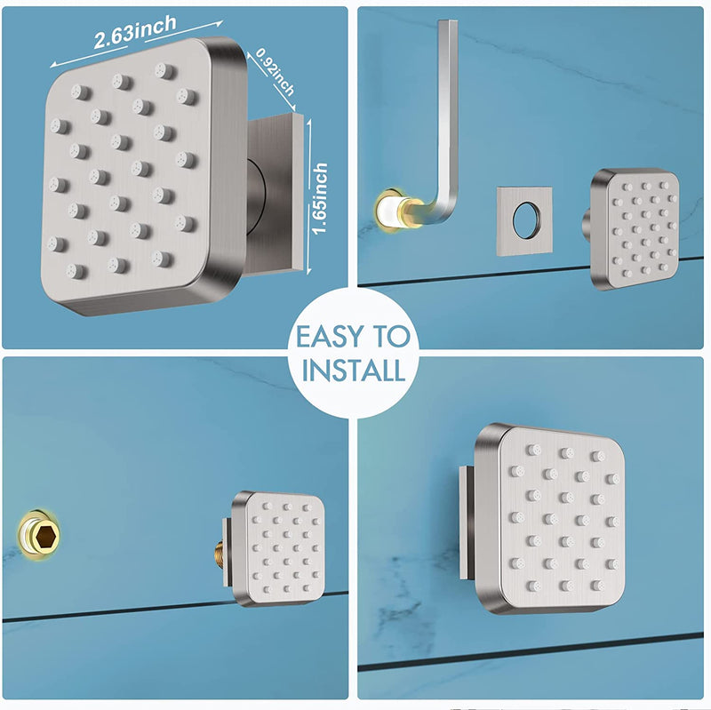 Bostingner Shower Jets Body Spray Spa Massage Jets 3 Inch Square Brushed Nickel 4PCS - bostingner