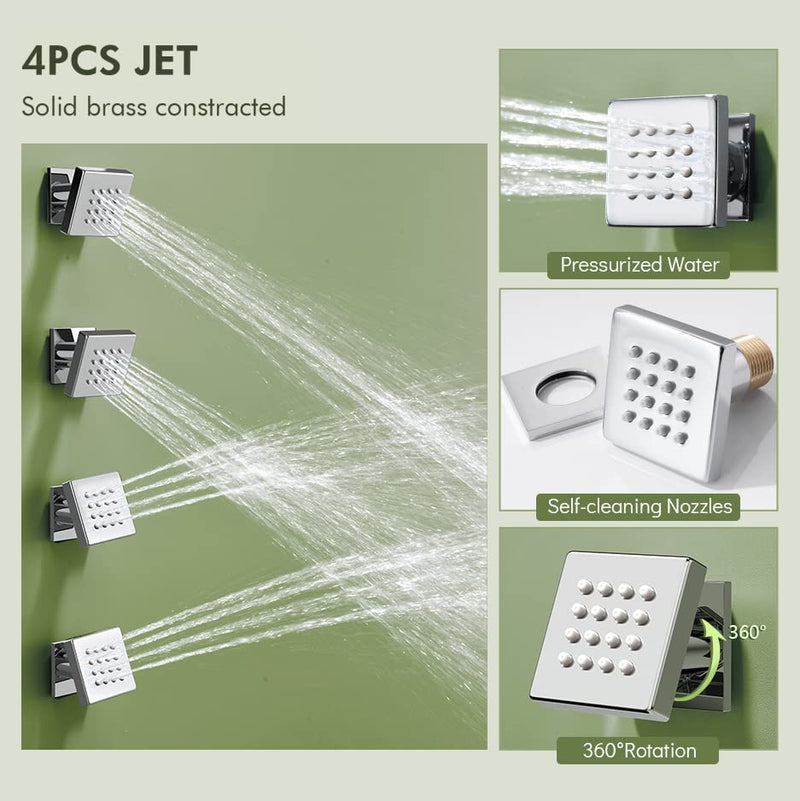 Bostingner Shower System with Body Spray Jets Ceiling Mounted Chrome 10 Inch - bostingner