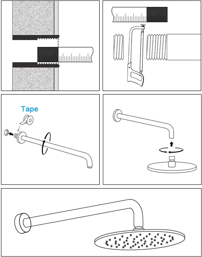 Bostingner Shower Extension Extra Long Stainless Steel Shower Arm 16 Inch - bostingner