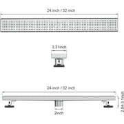 Bostingner Rectangle Linear Shower Drain with Flange 24Inch/32Inch Brushed Nickel Grid - bostingner