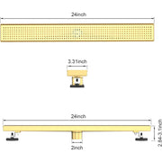 Bostingner Rectangle Linear Shower Drain with Flange 24inch Brushed Gold Grid - bostingner