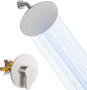 Bostingner Shower Faucet Set 8 Inch Round Shower Head With Valve Brushed Nickel - bostingner