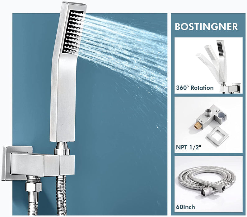 Bostingner Shower Faucet Set Ceiling Mount Shower System 10 Inch Brushed Nickel - bostingner