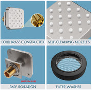 Bostingner Shower Jets Body Spray Spa Massage Jets 3 Inch Square Brushed Nickel 4PCS - bostingner