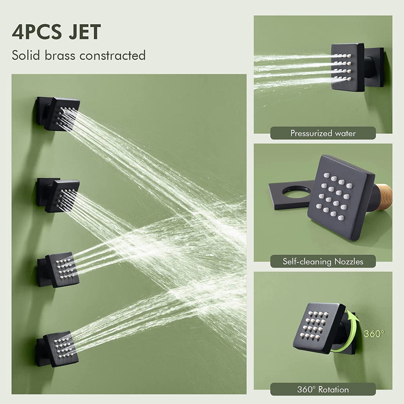 Bostingner Shower System with Body Spray Jets Wall Mounted Black 10 Inch - bostingner