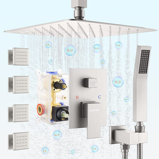 Bostingner Shower Body Sprays Systems Ceiling Mounted Brushed Nickel 10 Inch - bostingner