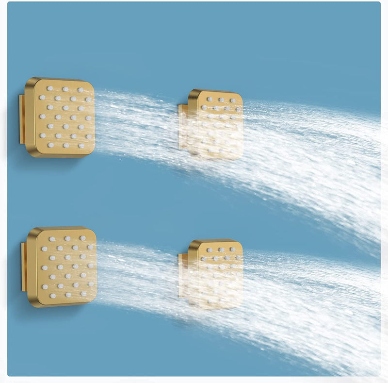 Bostingner Shower Jets Body Spray Spa Massage Jets 3 Inch Square Brushed Gold 4PCS - bostingner