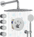 Bostingner Thermostatic Shower System Round 12 Inch Brushed Nickel - bostingner