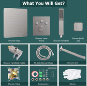 Bostingner Shower System Thermostatic with 6 Pcs Body Jets Wall Mounted Brushed Nickel 12 Inch - bostingner