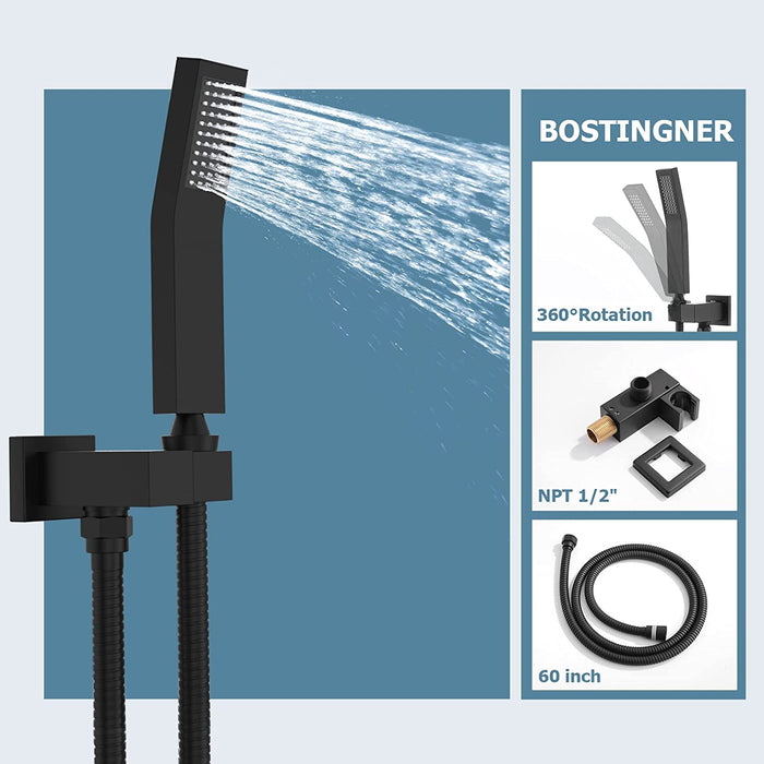 Bostingner Shower Faucet Set Wall Mounted Shower System 10 Inch Matte Black - bostingner