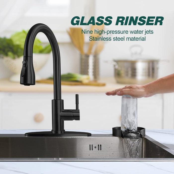 Bostingner Faucet Glass Rinser for Kitchen Stainless Steel Sinks Accessories Black - bostingner