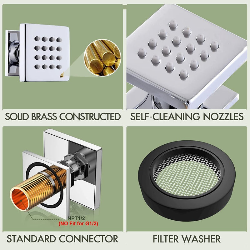 Bostingner Brass Shower Body Sprays Massage Spa Side Jets Wall Mounted Shower Set Chrome - bostingner
