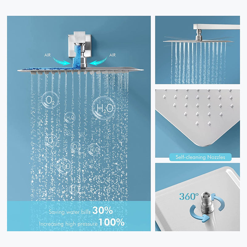 Bostingner Shower Body Sprays Systems Wall Mounted Brushed Nickel 10 Inch - bostingner
