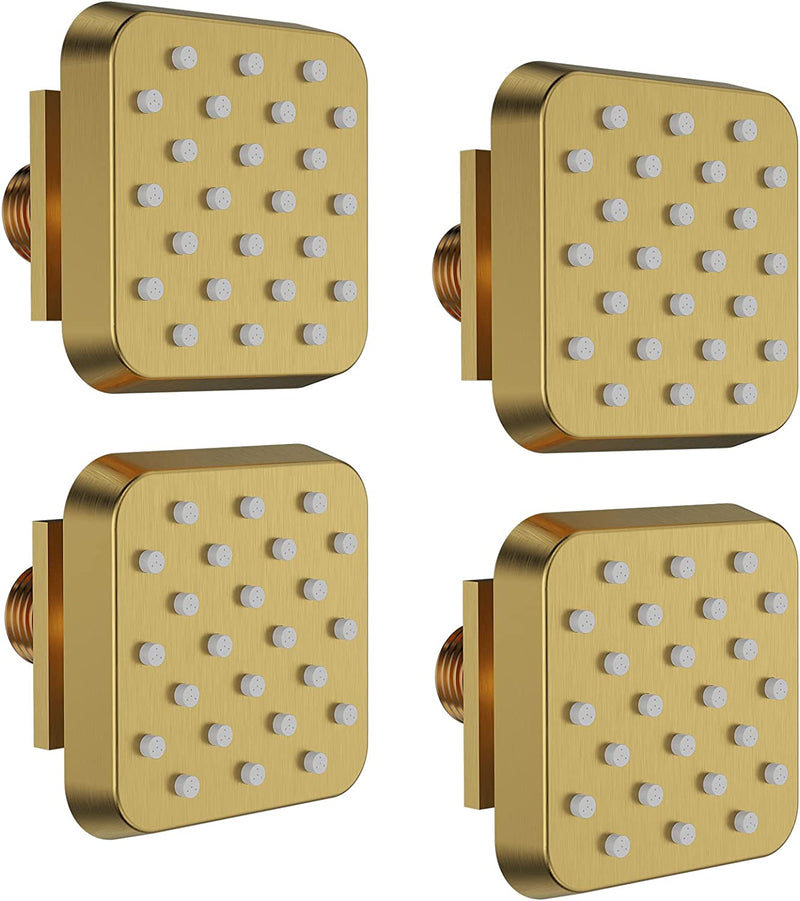 Bostingner Shower Jets Body Spray Spa Massage Jets 3 Inch Square Brushed Gold 4PCS - bostingner