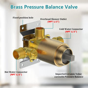 Bostingner Shower Faucet Set 8 Inch Round Shower Head With Valve Brushed Gold - bostingner