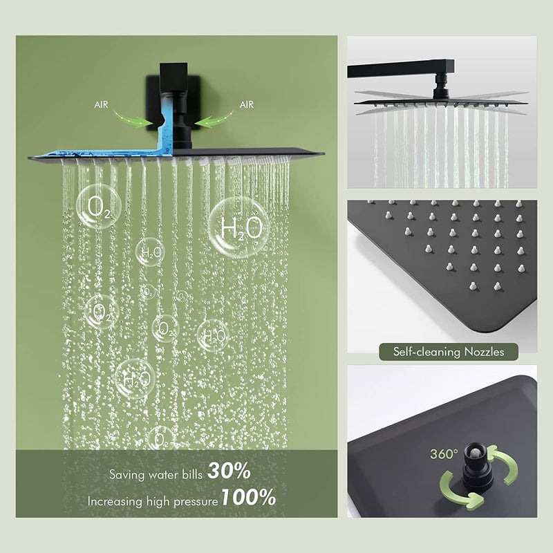 Bostingner Shower System with Body Spray Jets Wall Mounted Black 10 Inch - bostingner