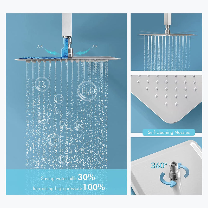 Bostingner Shower Body Sprays Systems Ceiling Mounted Brushed Nickel 10 Inch - bostingner