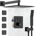 Bostingner Rain Shower System with Body Spray Jets Thermostatic Wall Mount Matte Black 12 Inch - bostingner