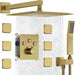 Bostingner Shower System Thermostatic with 6 Pcs Body Jets Wall Mounted Brushed Gold 12 Inch - bostingner
