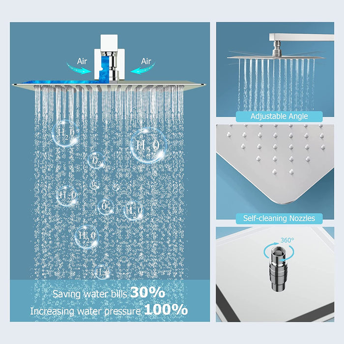 Bostingner Shower Faucet Set Wall Mounted Shower System 10 Inch Polished Chrome - bostingner