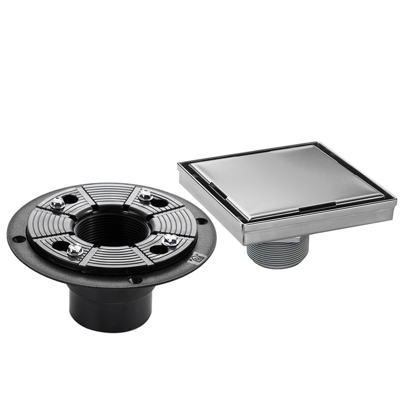Bostingner Square Shower Drain with Removable Tile Insert Grate 4Inch/5Inch/6Inch/8Inch - bostingner