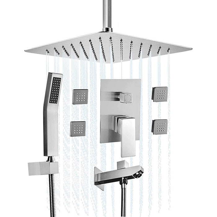 Bostingner Shower Body Sprays Systems with Tub Spout Ceiling Mount Brushed Nickel 10 Inch - bostingner